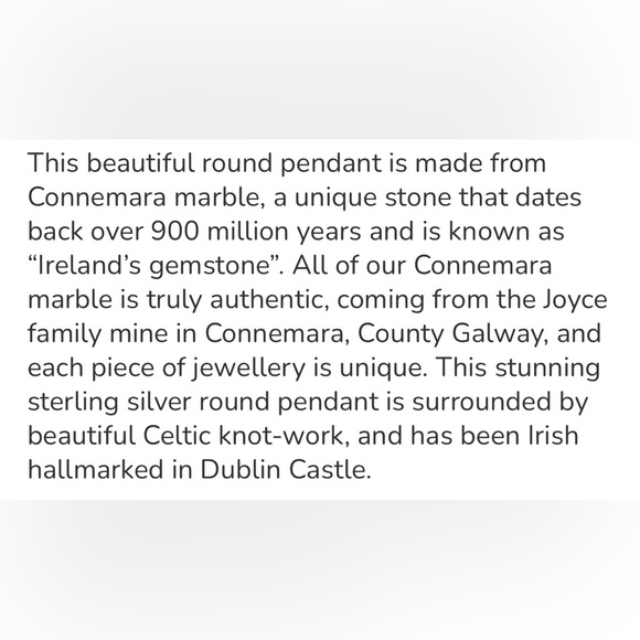 NIB Celtic Connemara Marble Necklace Sterling Silver - Picture 5 of 5